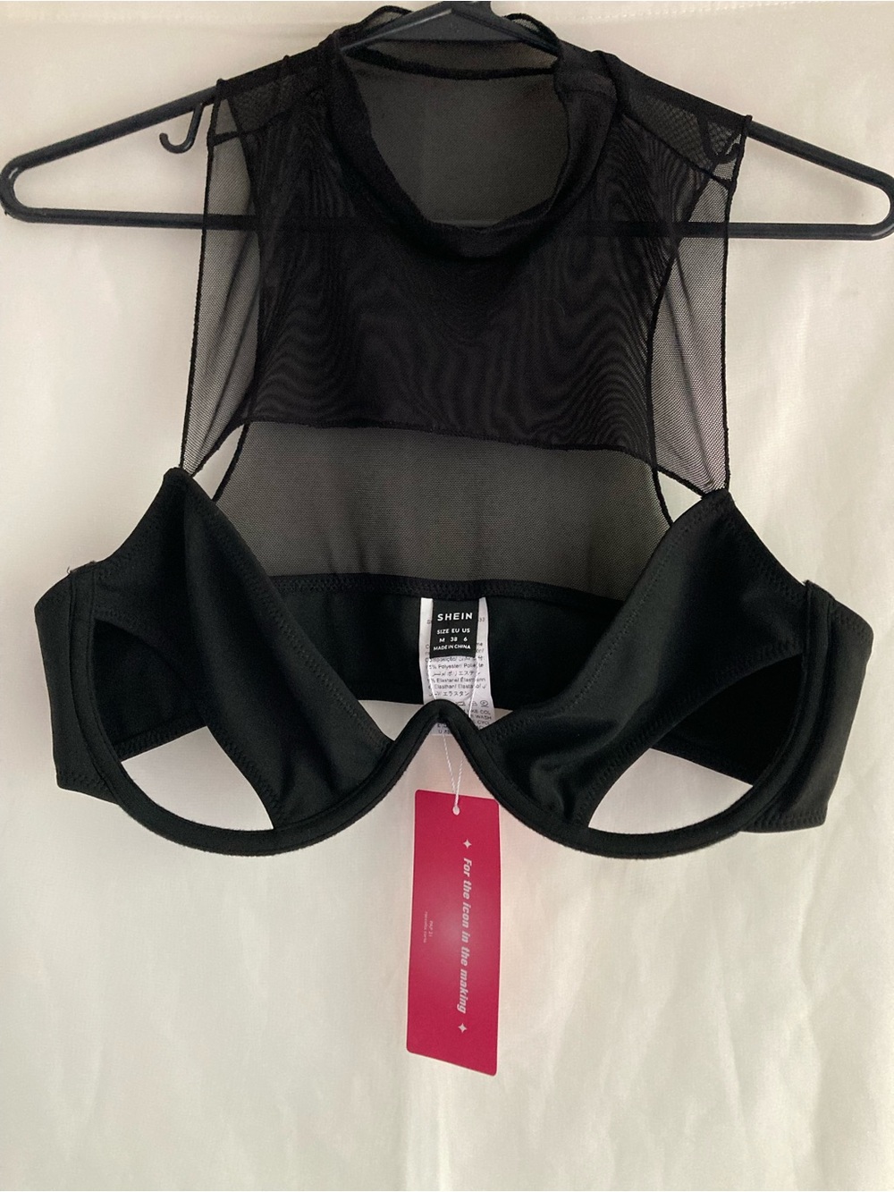 SHEIN Black Sheer Bandeau Bodysuit